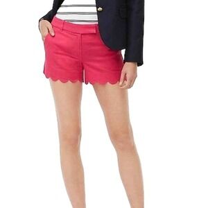 J. Crew Sz 8 Linen Cotton Scalloped Preppy Classic Chino Summer Beach Fun Sporty